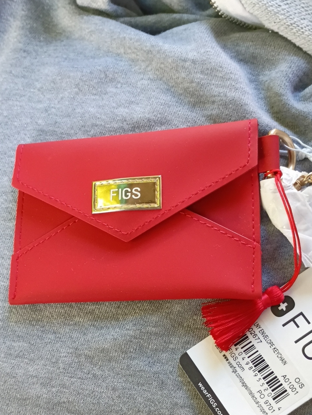 FIGS Red Envelope Cardholder with Gold Plaque and Tassel